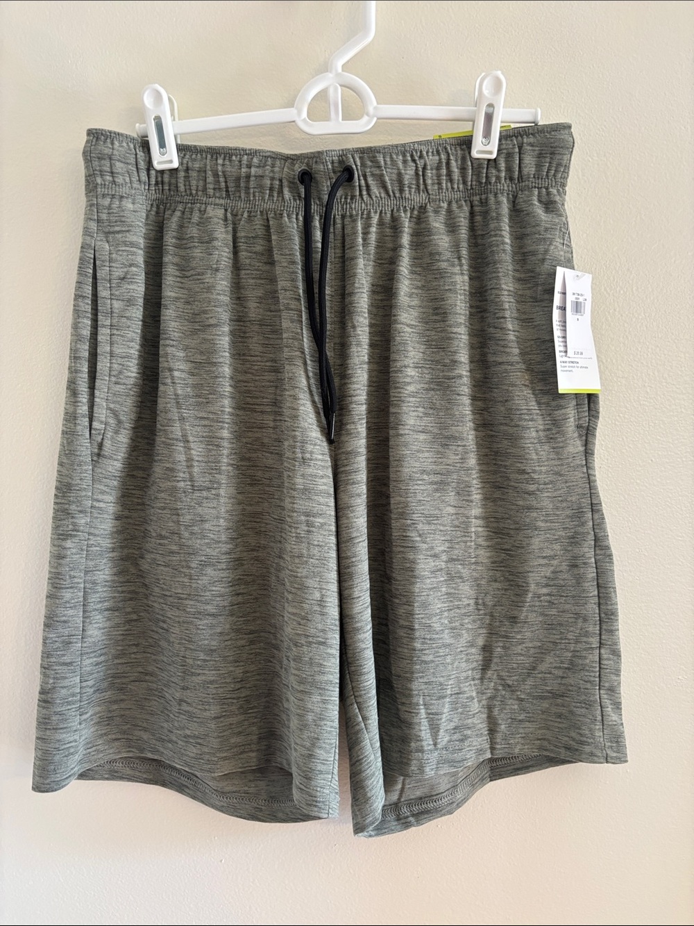 Men's Active Drawstring Heathered Green Shorts